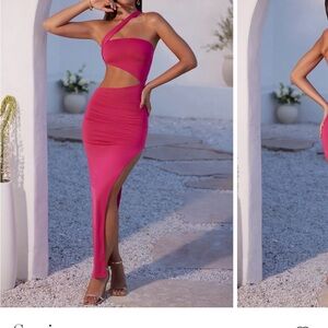 Oh Polly Pink One Shoulder Dress